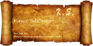 Kuncz Sándor névjegykártya